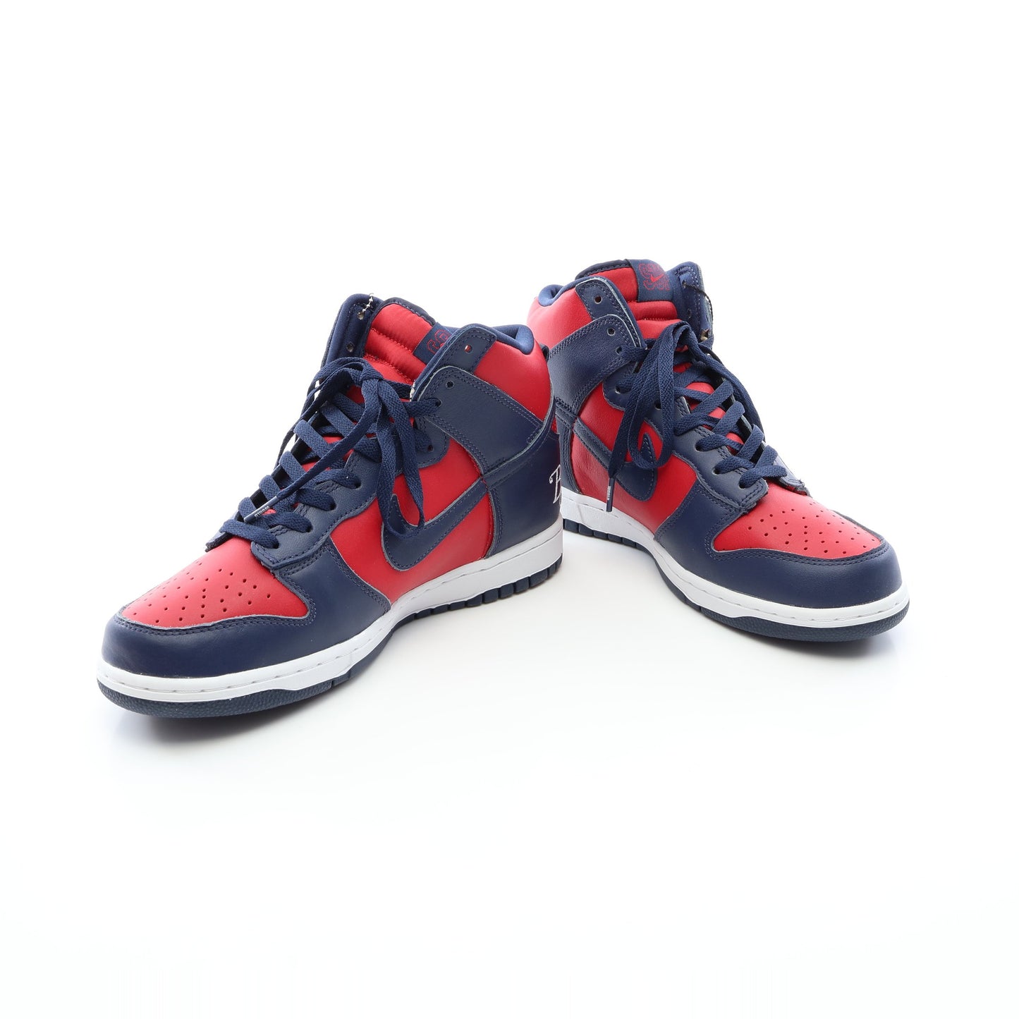 NIKE SB × Supreme Dunk High By Any Means ハイカットスニーカー レザー レッド ネイビー ナイキエスビー