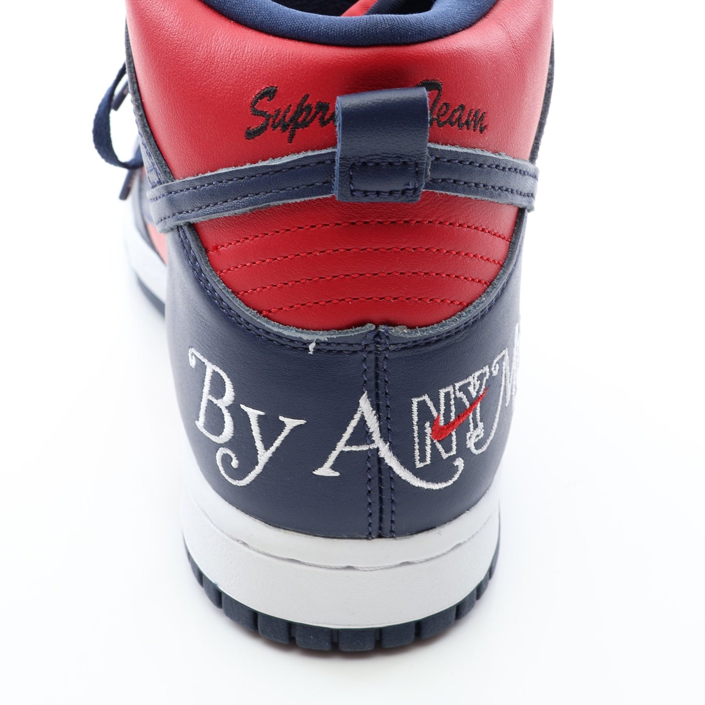 NIKE SB × Supreme Dunk High By Any Means ハイカットスニーカー レザー レッド ネイビー ナイキエスビー