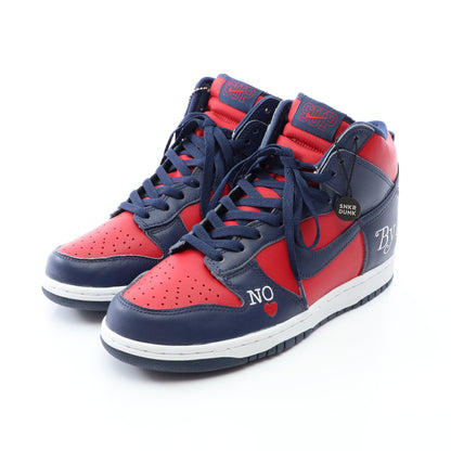 NIKE SB × Supreme Dunk High By Any Means ハイカットスニーカー レザー レッド ネイビー ナイキエスビー