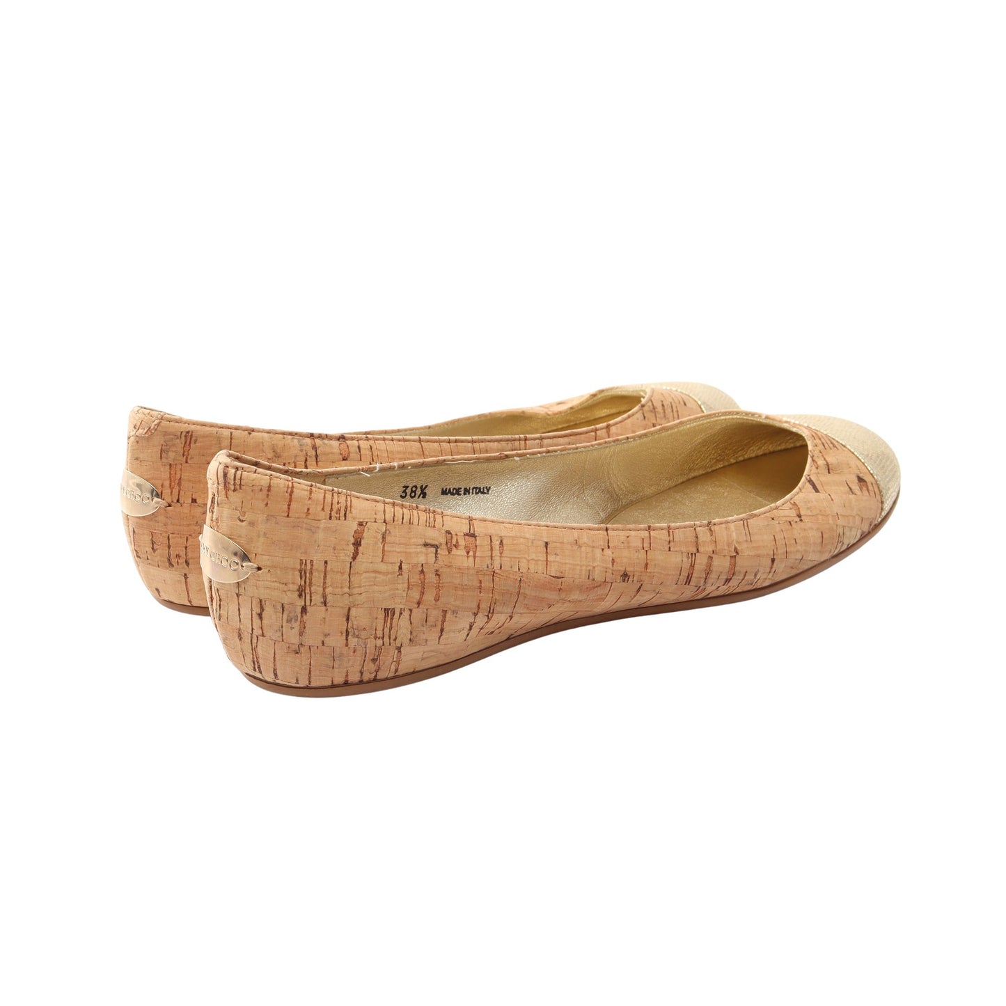 WHIRL フラットシューズ コルク レザー ベージュ ゴールド ジミーチュウ シューズ JIMMY CHOO