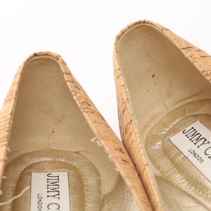 WHIRL フラットシューズ コルク レザー ベージュ ゴールド ジミーチュウ シューズ JIMMY CHOO