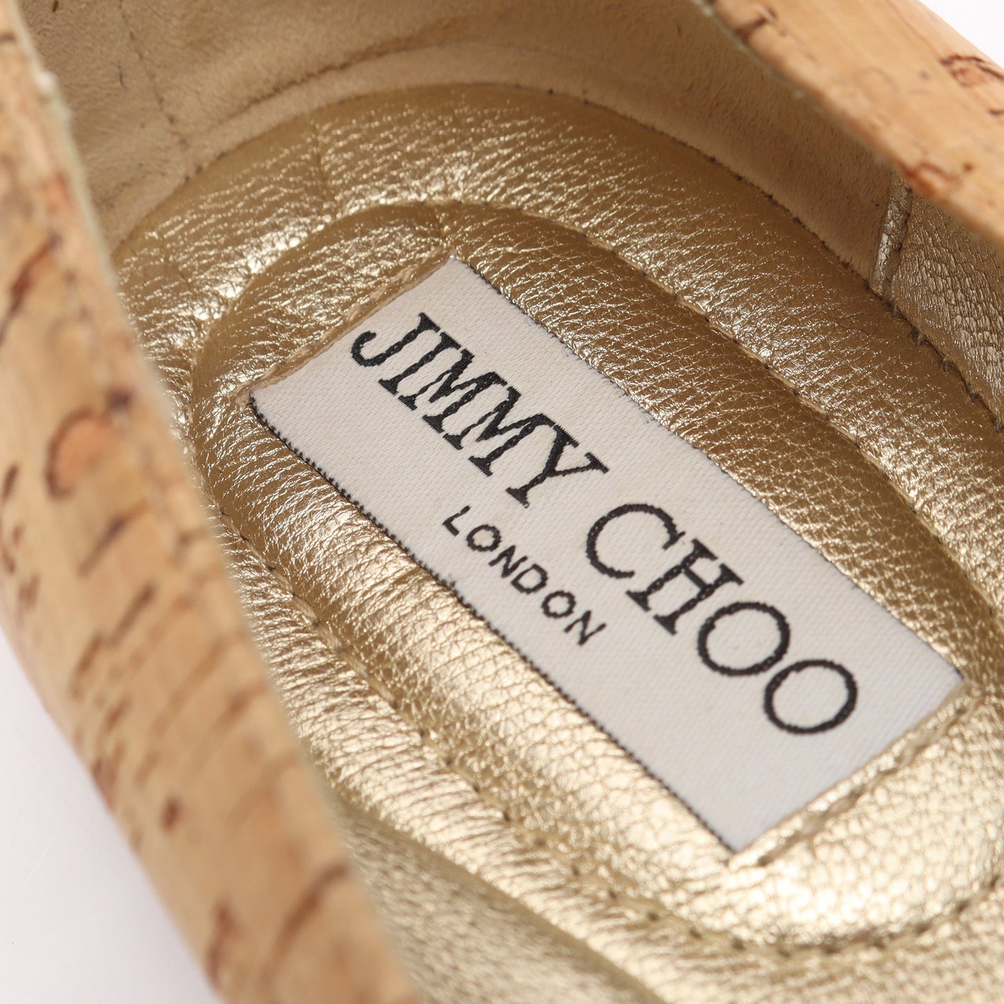 WHIRL フラットシューズ コルク レザー ベージュ ゴールド ジミーチュウ シューズ JIMMY CHOO