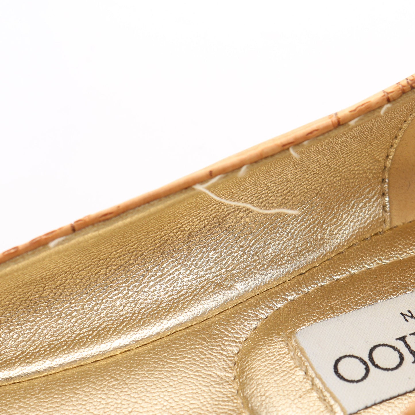 WHIRL フラットシューズ コルク レザー ベージュ ゴールド ジミーチュウ シューズ JIMMY CHOO