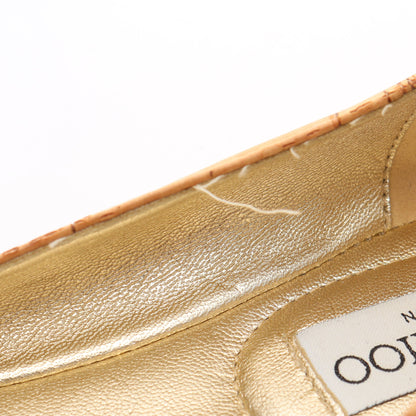 WHIRL フラットシューズ コルク レザー ベージュ ゴールド ジミーチュウ シューズ JIMMY CHOO
