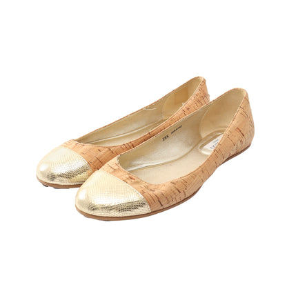 WHIRL フラットシューズ コルク レザー ベージュ ゴールド ジミーチュウ シューズ JIMMY CHOO