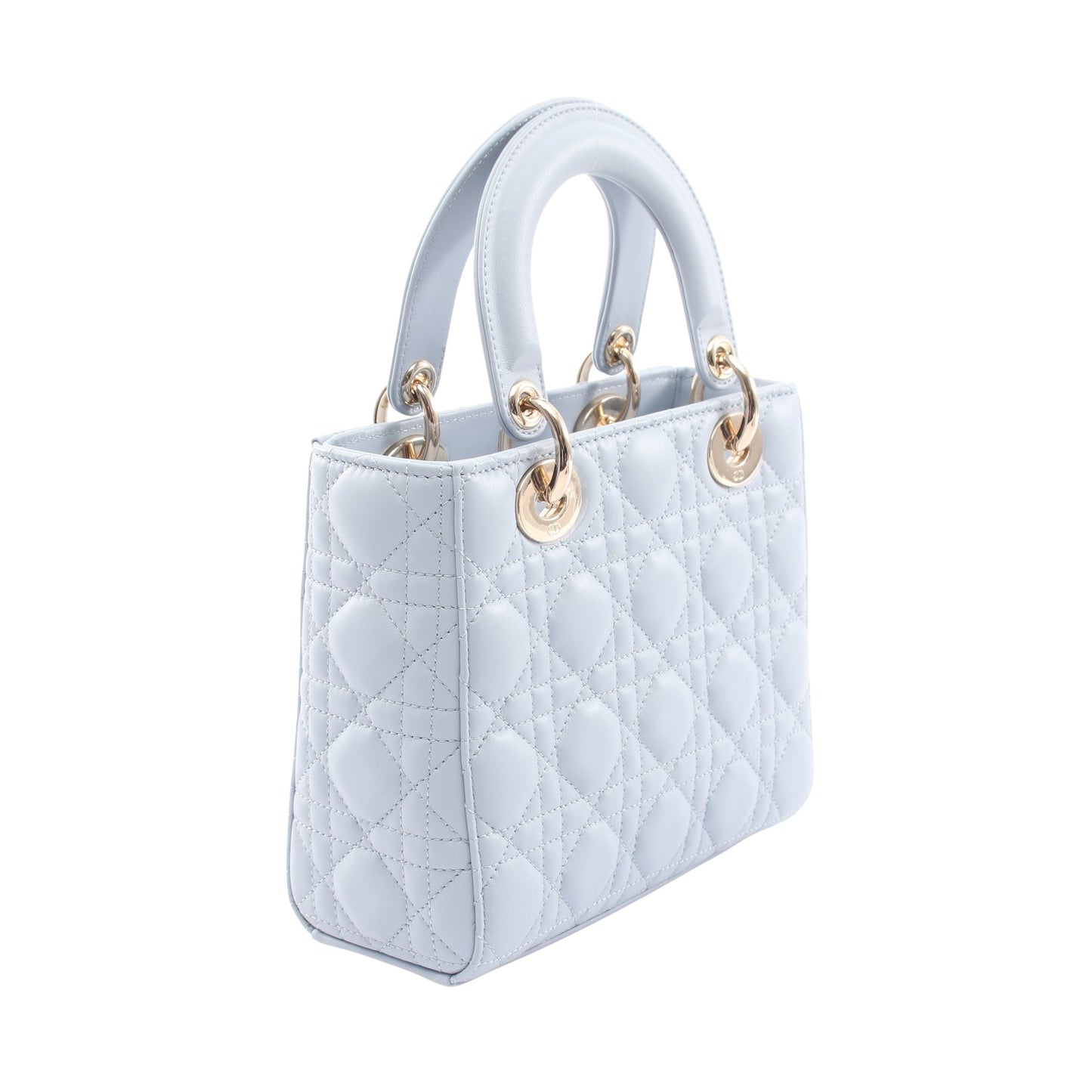 LADY DIOR MY ABCDIOR カナージュ 2WAY ハンドバッグ レザー ライトブルー クリスチャンディオール