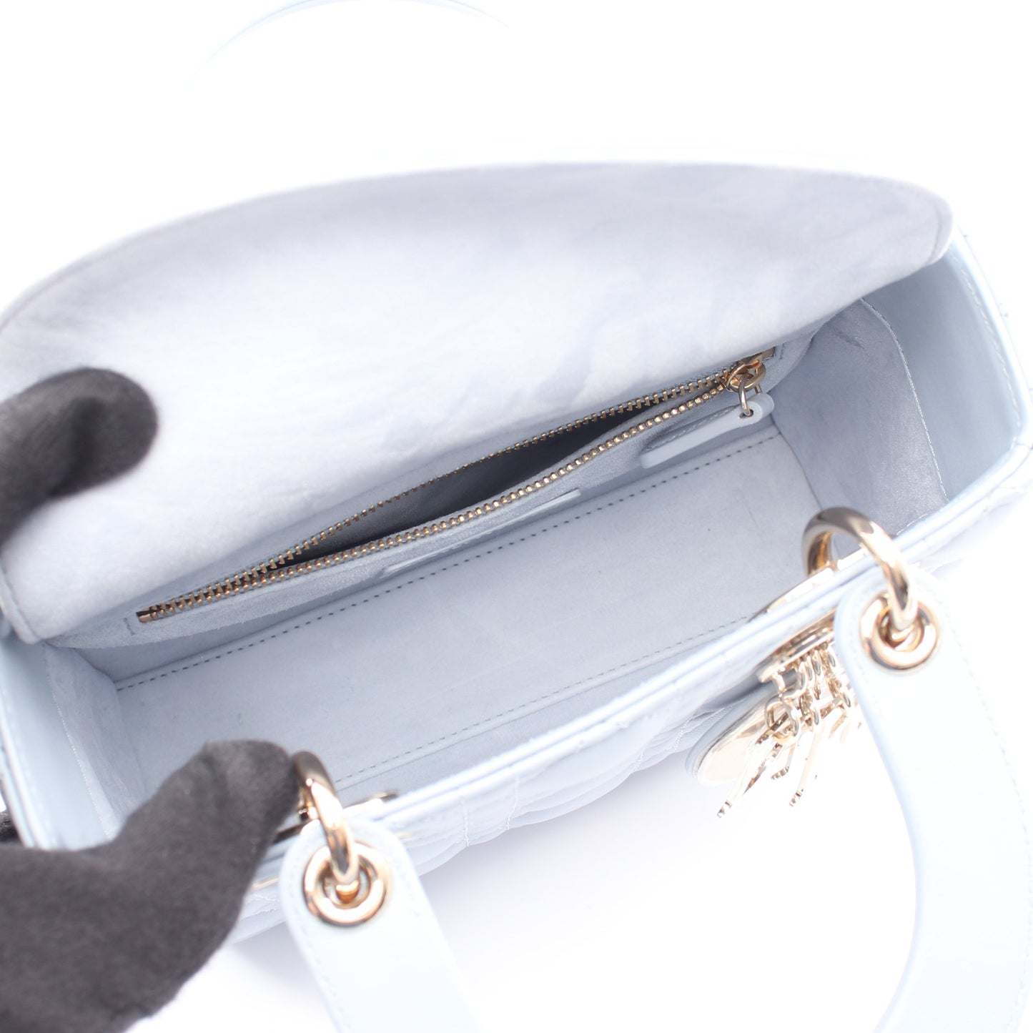 LADY DIOR MY ABCDIOR カナージュ 2WAY ハンドバッグ レザー ライトブルー クリスチャンディオール