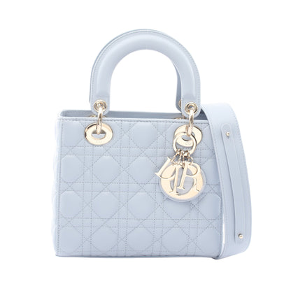 LADY DIOR MY ABCDIOR カナージュ 2WAY ハンドバッグ レザー ライトブルー クリスチャンディオール