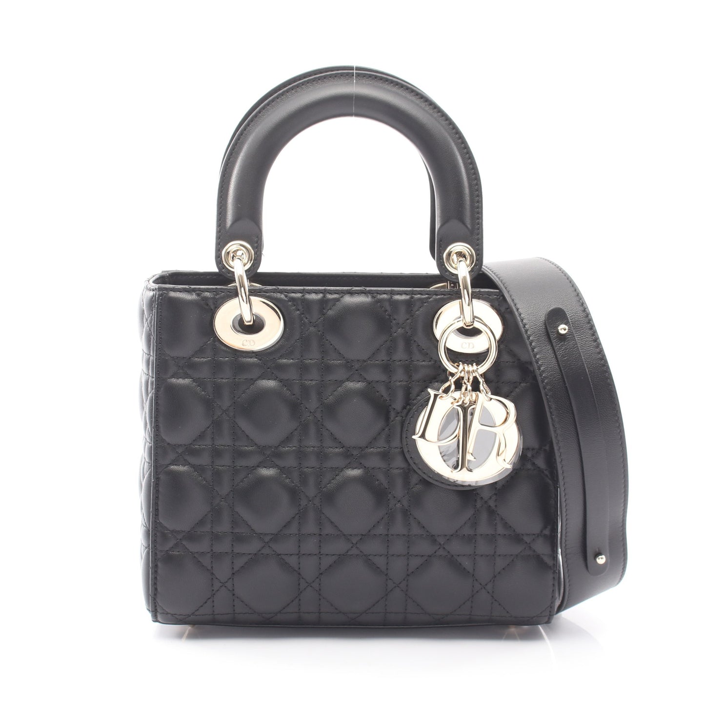 Lady Dior My ABCDior バッグ スモール カナージュ 2WAY ハンドバッグ レザー ブラック クリスチャンディオール