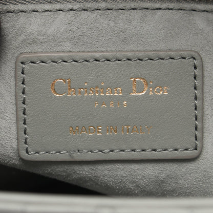 LADY DIOR ミディアムバッグ カナージュ 2WAY ハンドバッグ レザー グレー クリスチャンディオール