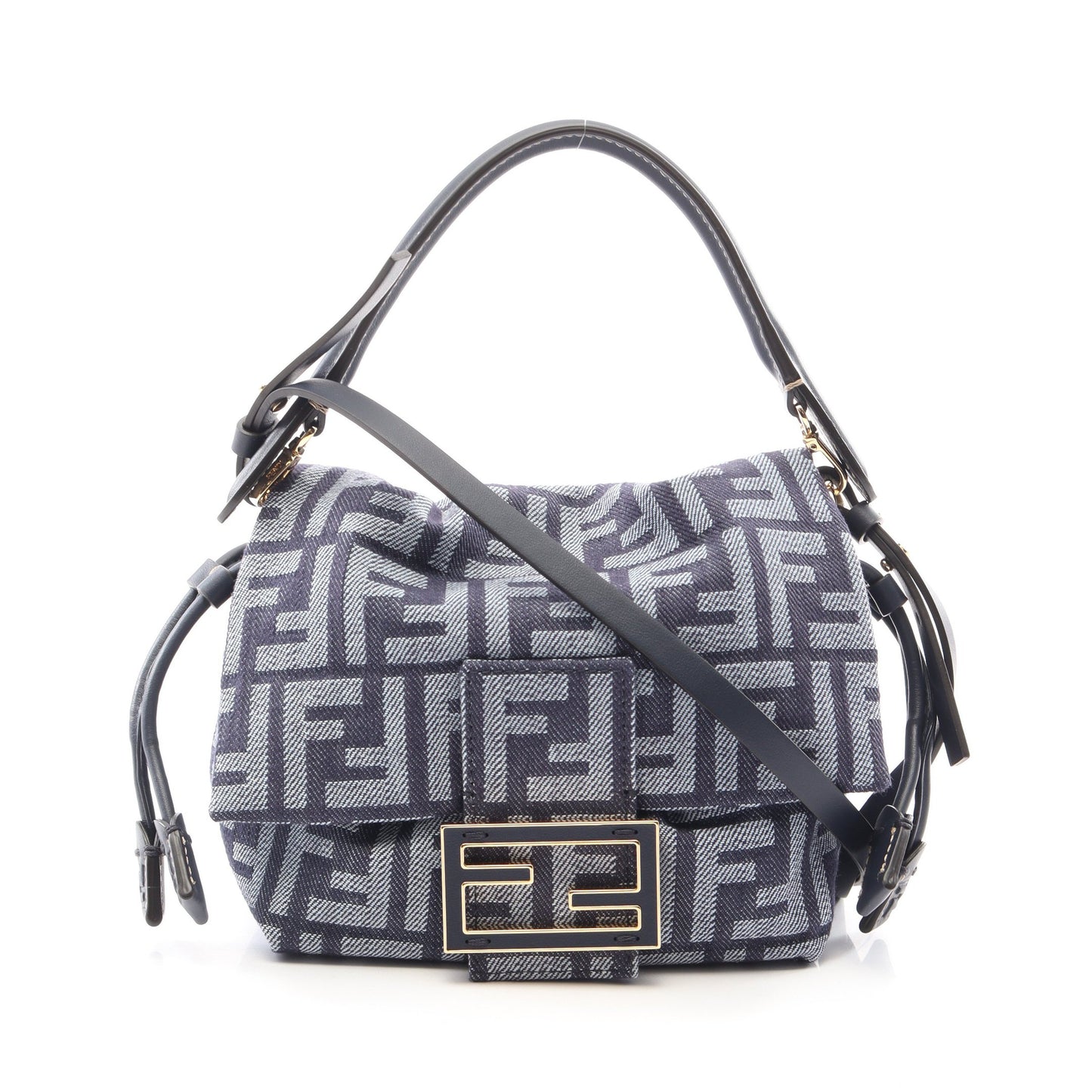 マンマバゲット スモール 2WAY ハンドバッグ デニム レザー ネイビー フェンディ バッグ FENDI
