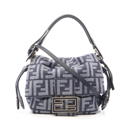 マンマバゲット スモール 2WAY ハンドバッグ デニム レザー ネイビー フェンディ バッグ FENDI