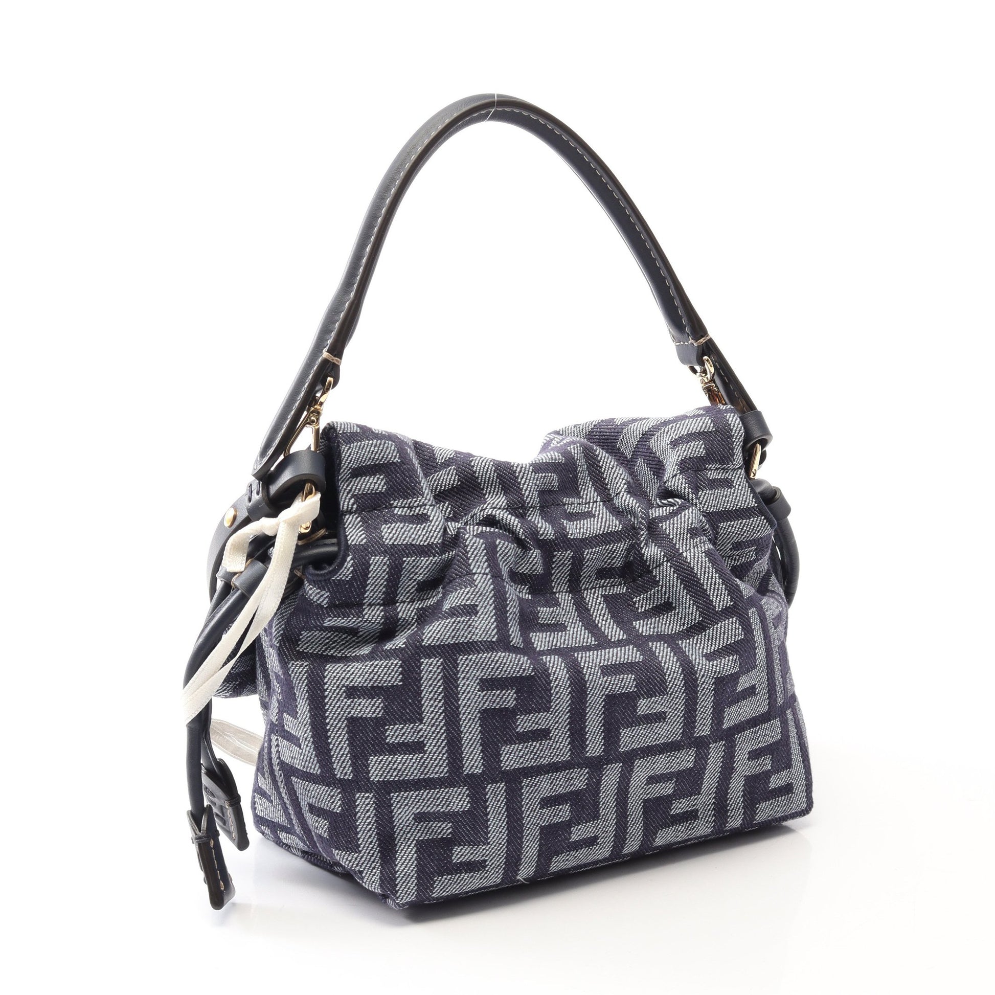 マンマバゲット スモール 2WAY ハンドバッグ デニム レザー ネイビー フェンディ バッグ FENDI
