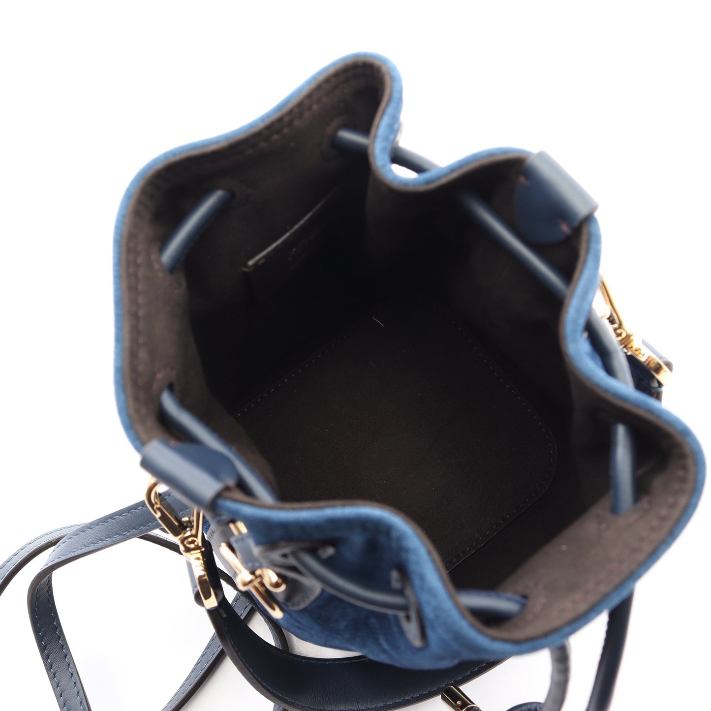 ミニ モントレゾール FFフロックデニム 2WAY ハンドバッグ ベロア レザー ブルー ネイビー フェンディ バッグ FENDI