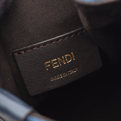 ミニ モントレゾール FFフロックデニム 2WAY ハンドバッグ ベロア レザー ブルー ネイビー フェンディ バッグ FENDI