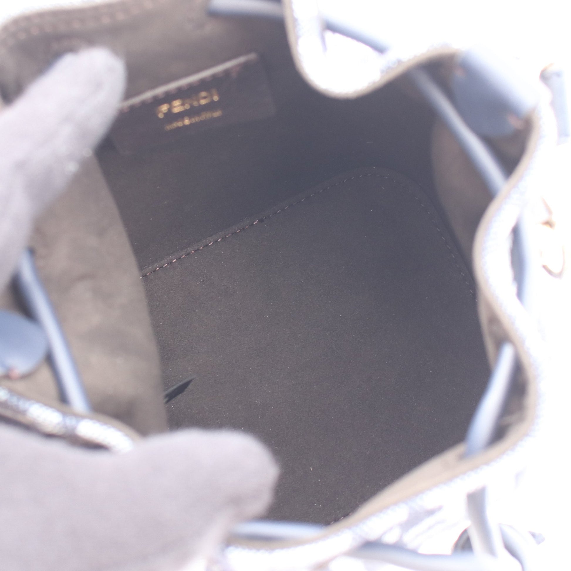 ミニ モントレゾール FFジャガード 2WAY ハンドバッグ キャンバス ネイビー ライトブルー フェンディ バッグ FENDI