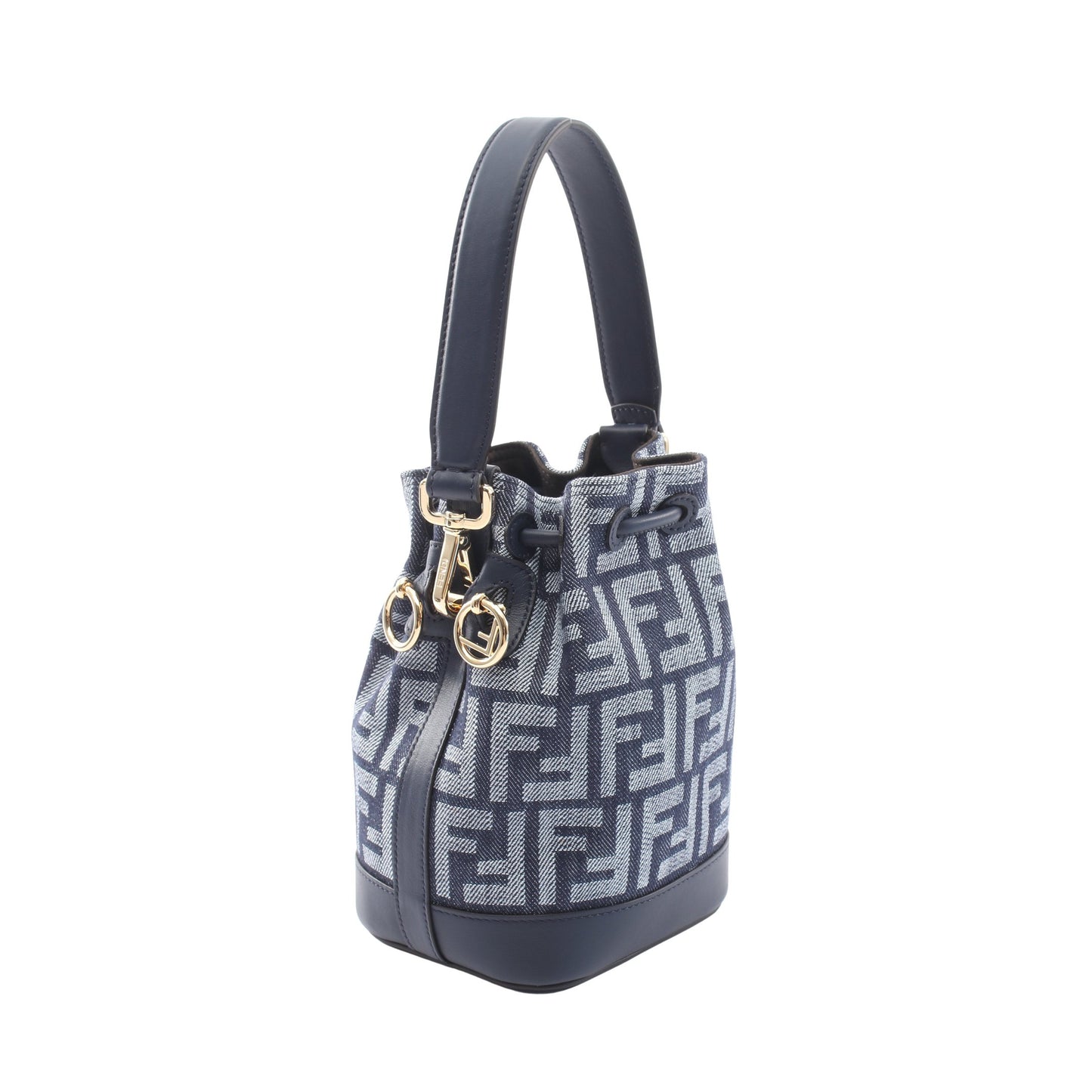 ミニ モントレゾール FFジャガード 2WAY ハンドバッグ キャンバス ネイビー ライトブルー フェンディ バッグ FENDI