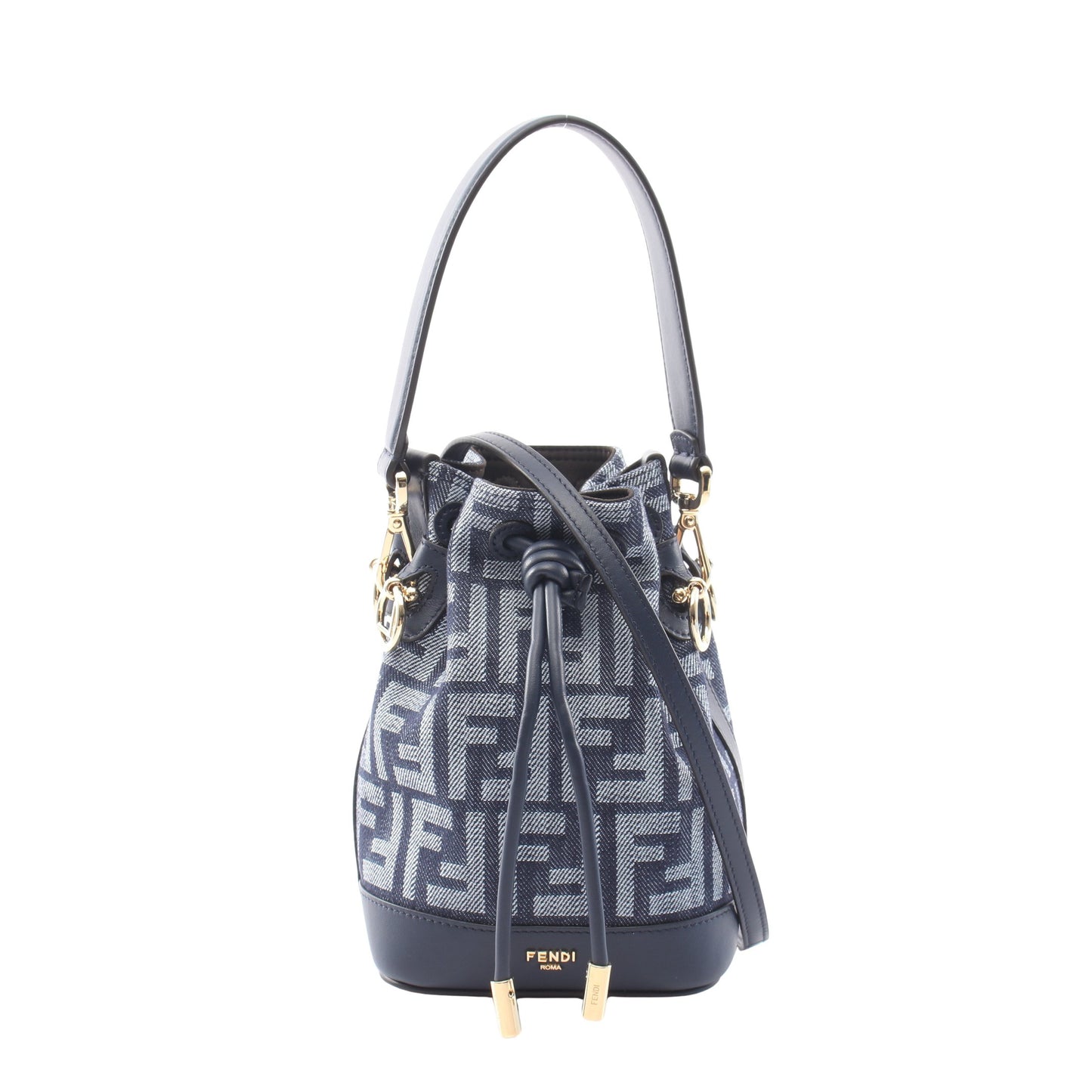 ミニ モントレゾール FFジャガード 2WAY ハンドバッグ キャンバス ネイビー ライトブルー フェンディ バッグ FENDI