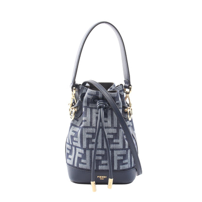 ミニ モントレゾール FFジャガード 2WAY ハンドバッグ キャンバス ネイビー ライトブルー フェンディ バッグ FENDI