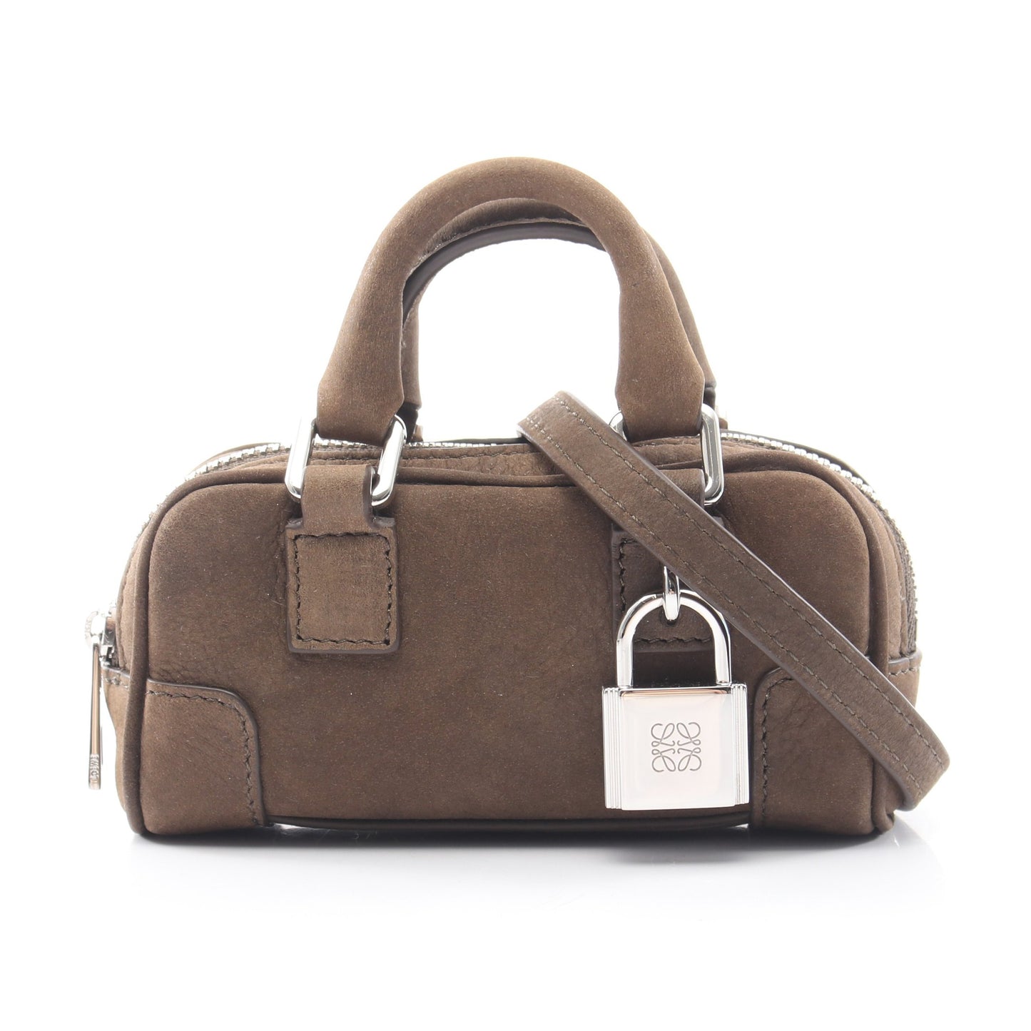 アマソナ ナノ 2WAY ハンドバッグ ヌバック グレーブラウン ロエベ バッグ LOEWE