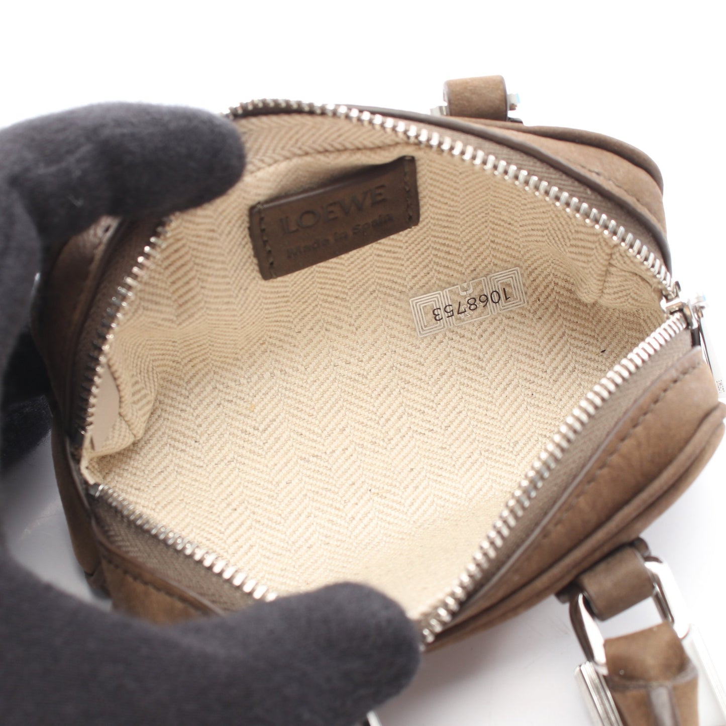 アマソナ ナノ 2WAY ハンドバッグ ヌバック グレーブラウン ロエベ バッグ LOEWE