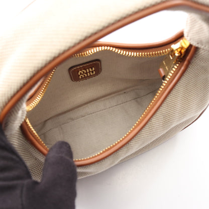 スモール ワンダー 2WAY ハンドバッグ キャンバス レザー ベージュ ブラウン ミュウミュウ バッグ miu miu