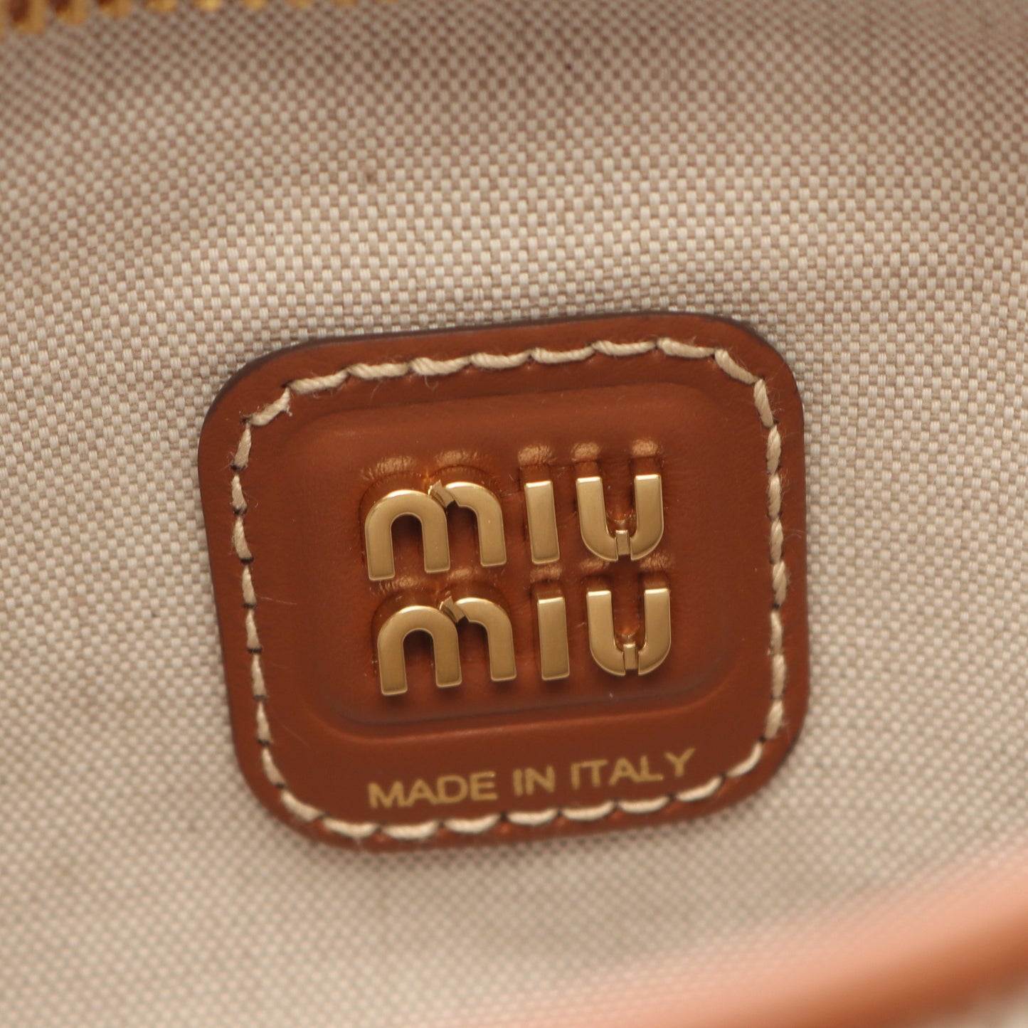 スモール ワンダー 2WAY ハンドバッグ キャンバス レザー ベージュ ブラウン ミュウミュウ バッグ miu miu