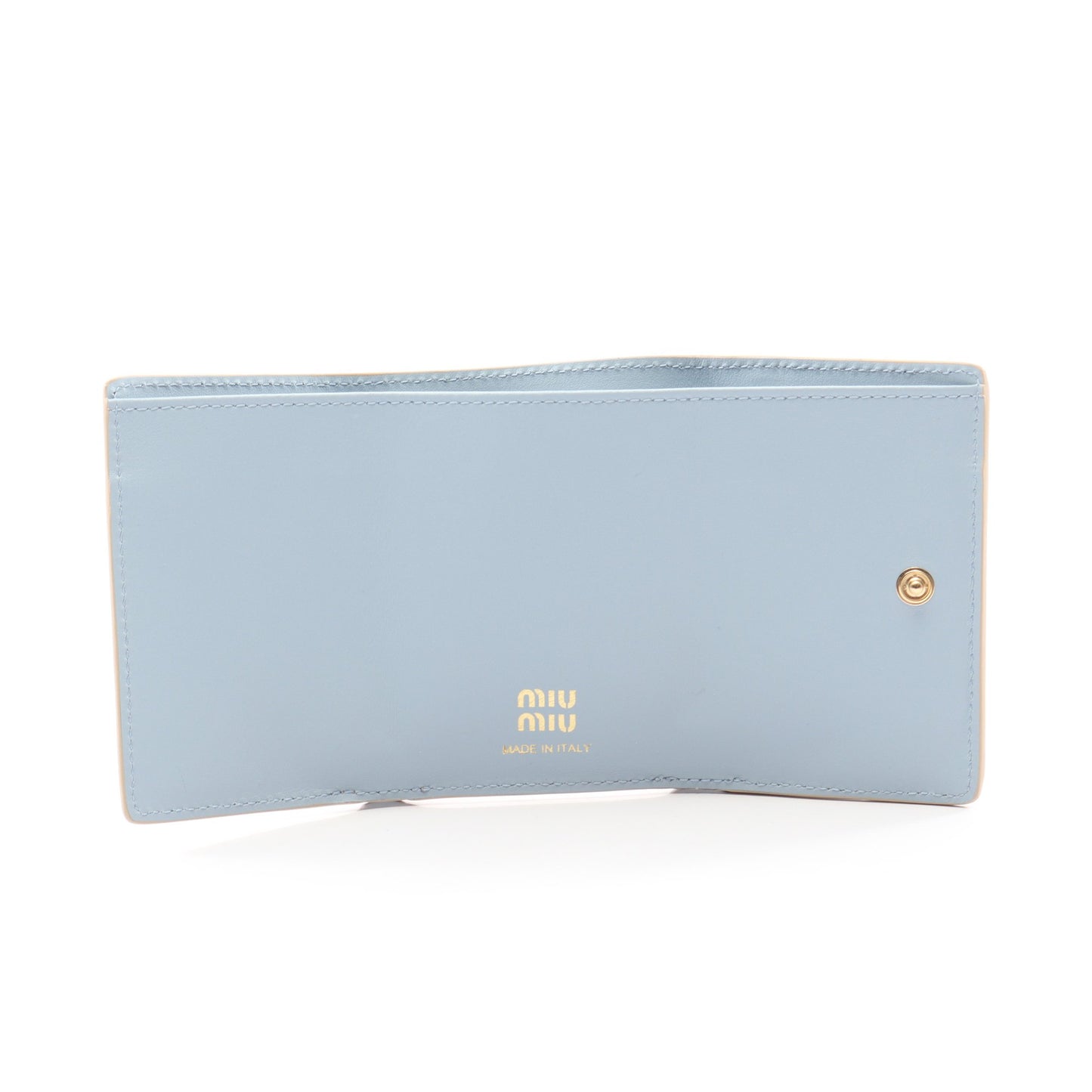 VITELLO PHENIX＋SOFT 三つ折り財布 レザー ベージュ ライトブルー ミュウミュウ 財布・小物 miu miu