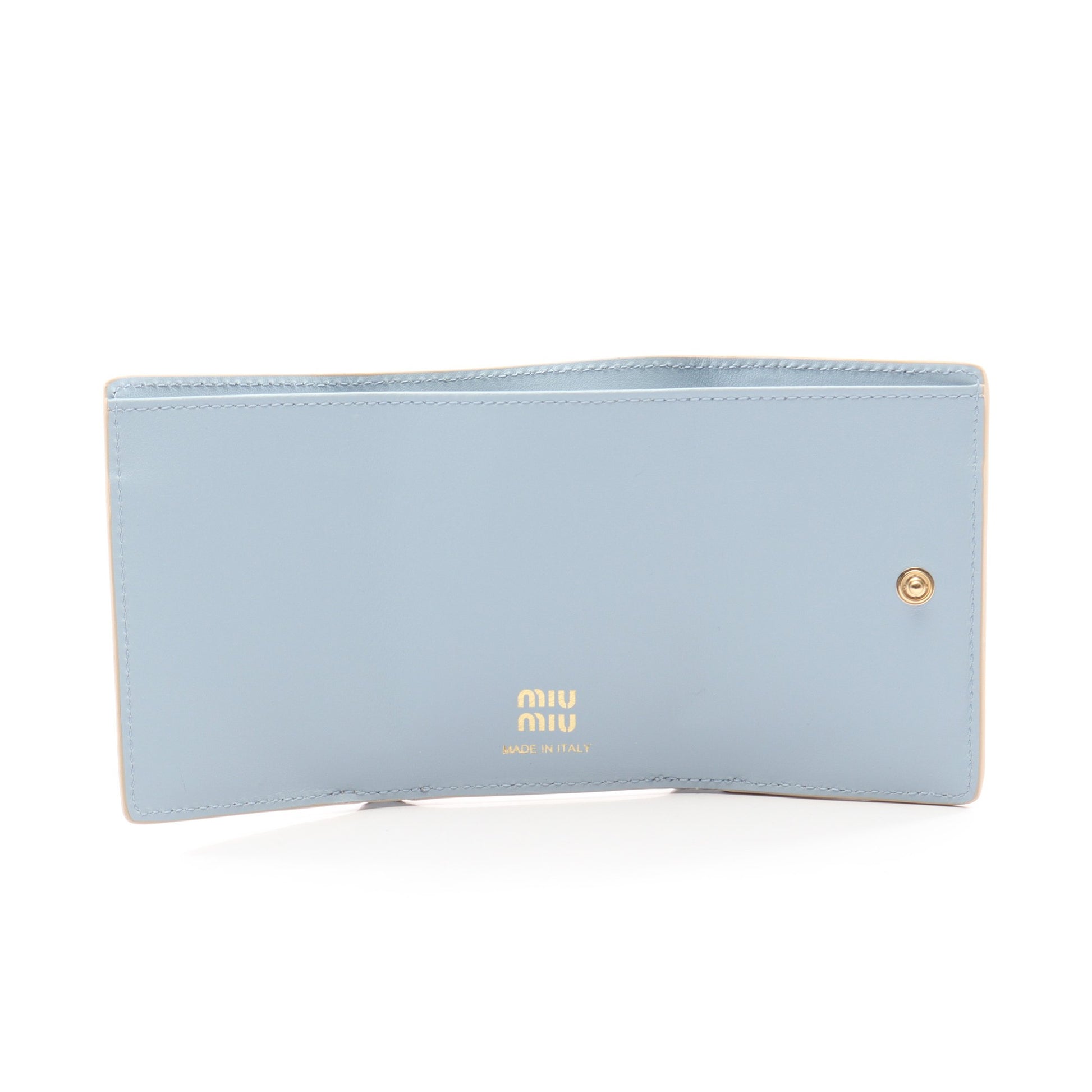 VITELLO PHENIX＋SOFT 三つ折り財布 レザー ベージュ ライトブルー ミュウミュウ 財布・小物 miu miu