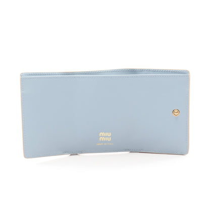 VITELLO PHENIX＋SOFT 三つ折り財布 レザー ベージュ ライトブルー ミュウミュウ 財布・小物 miu miu