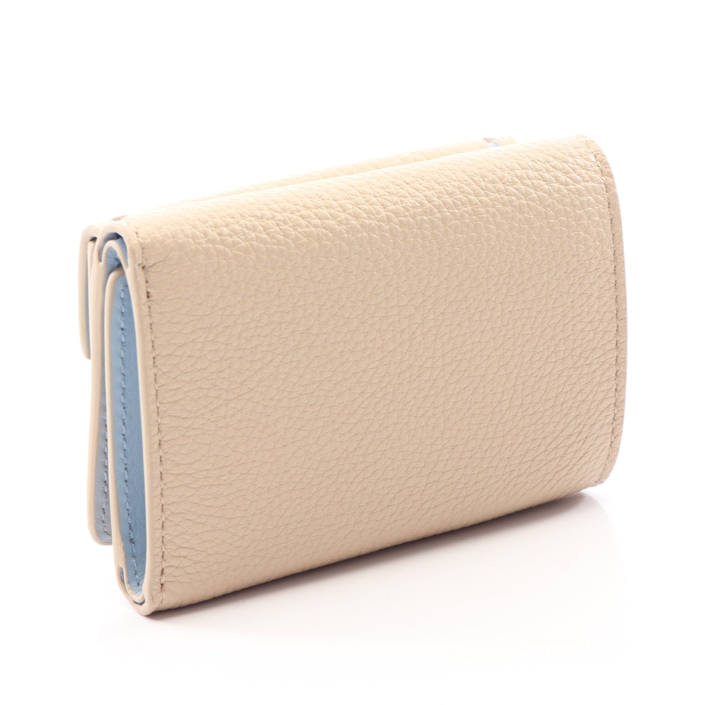 VITELLO PHENIX＋SOFT 三つ折り財布 レザー ベージュ ライトブルー ミュウミュウ 財布・小物 miu miu
