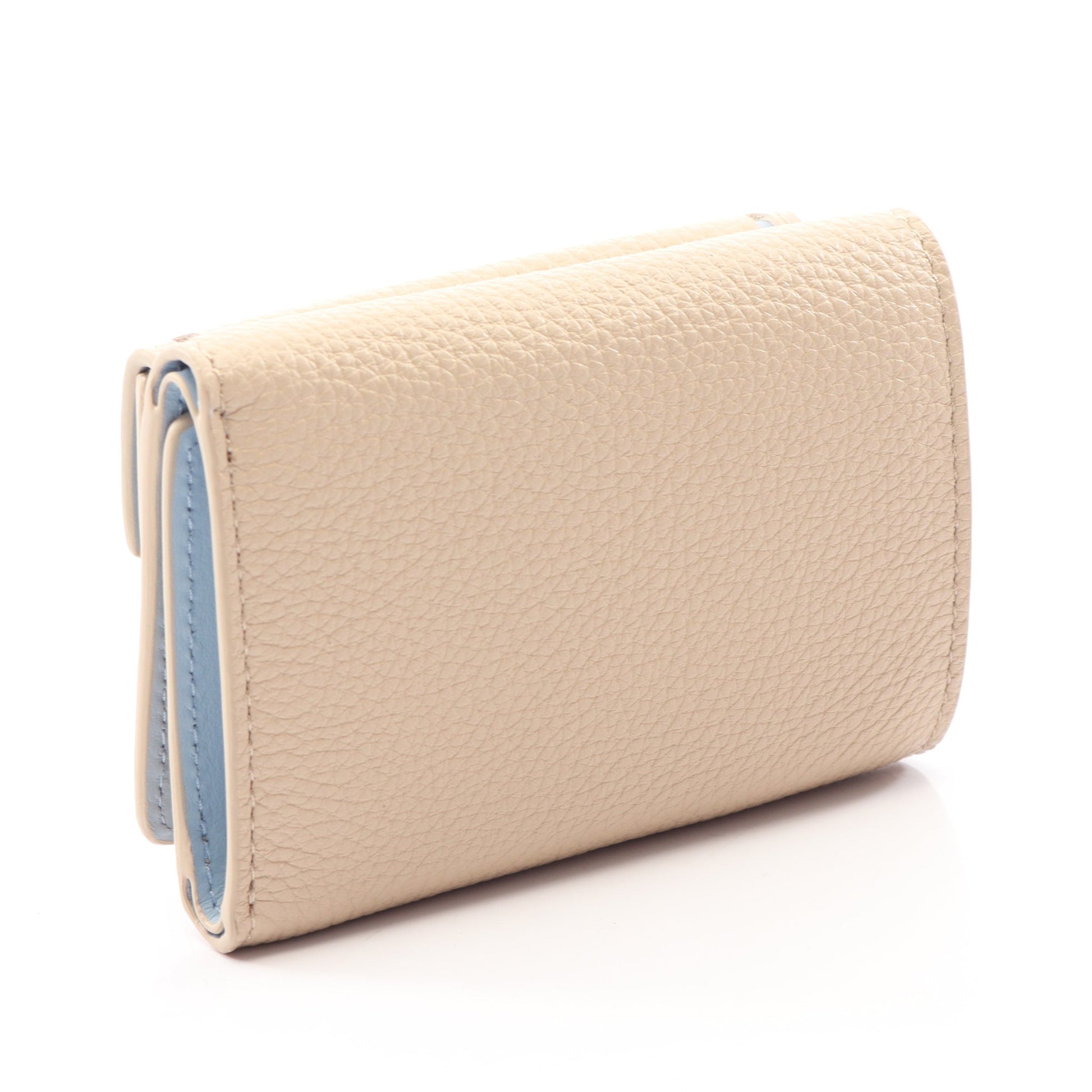 VITELLO PHENIX＋SOFT 三つ折り財布 レザー ベージュ ライトブルー ミュウミュウ 財布・小物 miu miu