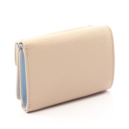 VITELLO PHENIX＋SOFT 三つ折り財布 レザー ベージュ ライトブルー ミュウミュウ 財布・小物 miu miu
