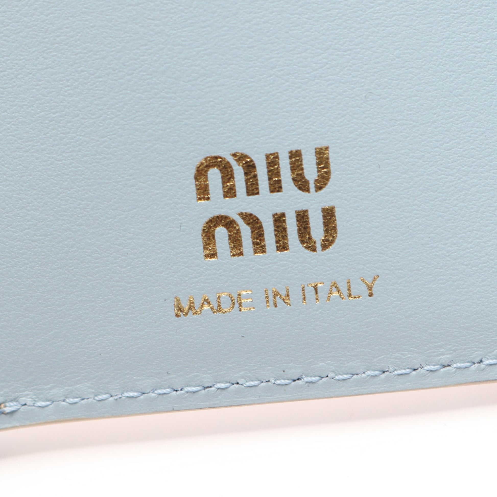 VITELLO PHENIX＋SOFT 三つ折り財布 レザー ベージュ ライトブルー ミュウミュウ 財布・小物 miu miu