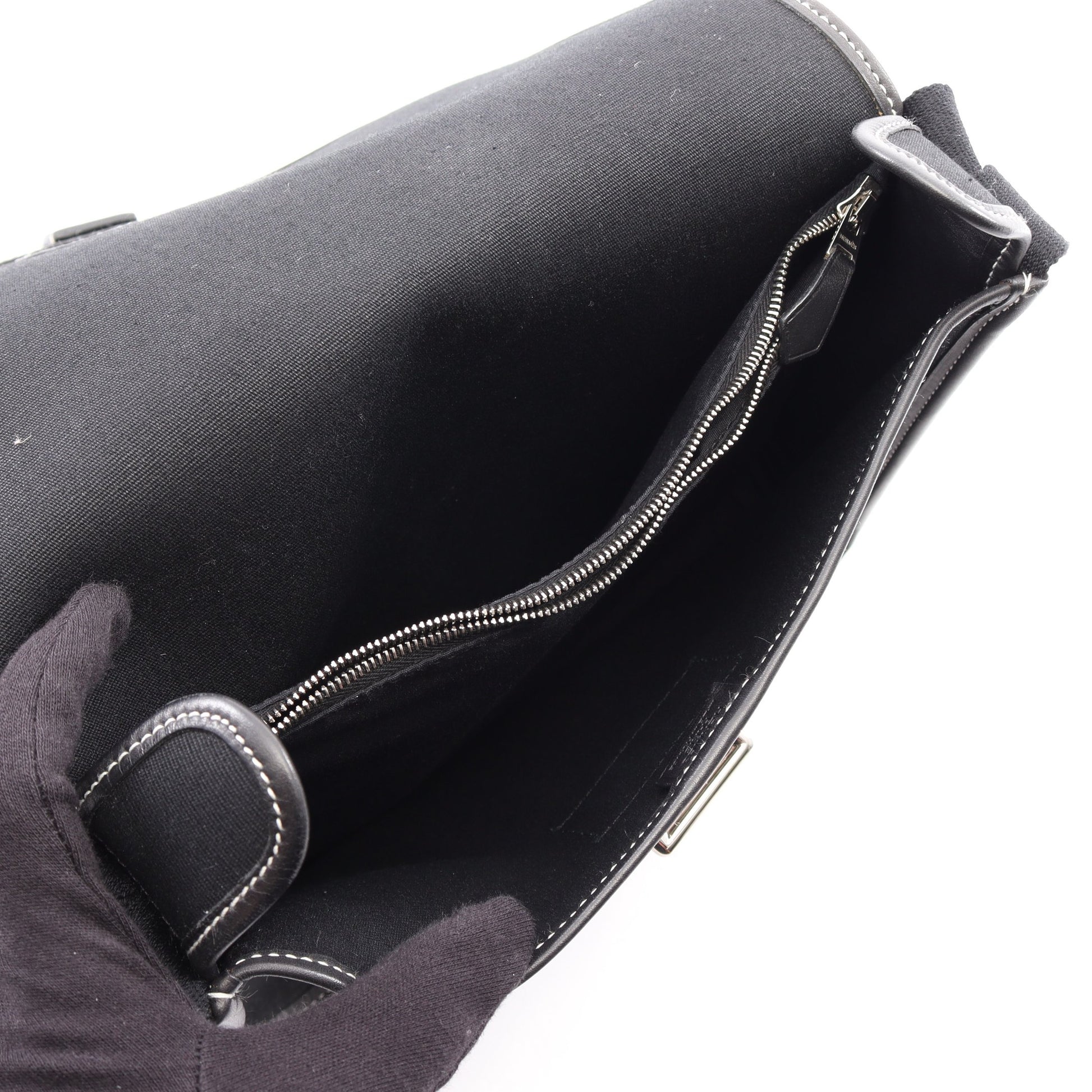 ブエナベンチュラPM ショルダーバッグ トワルオフィシエ レザー ブラック シルバー金具 エルメス バッグ HERMES