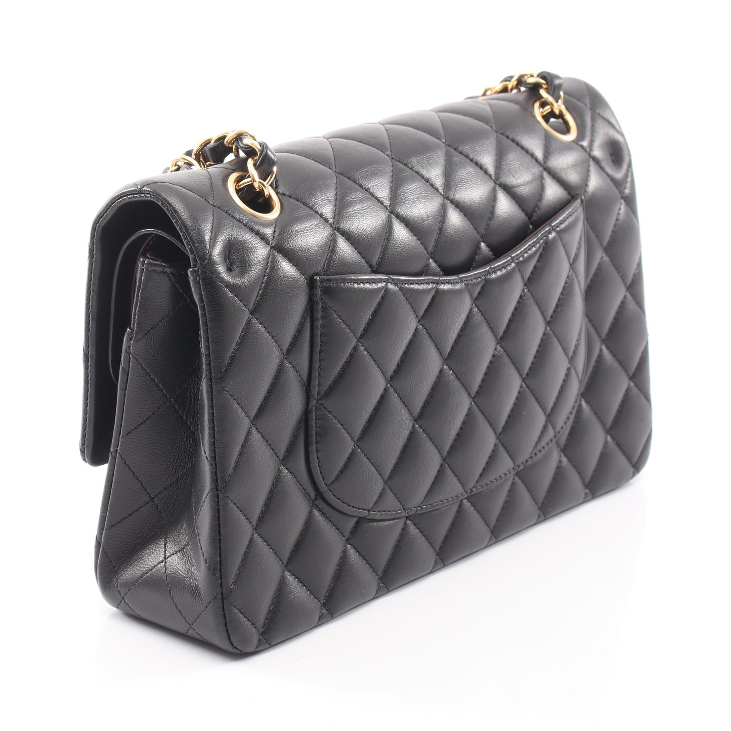 マトラッセ Wフラップ Wチェーンショルダーバッグ ラムスキン ブラック ゴールド金具 シャネル バッグ CHANEL
