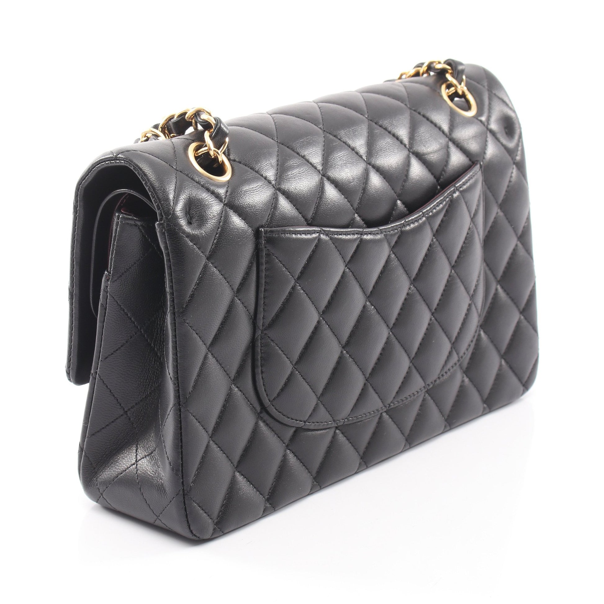 マトラッセ Wフラップ Wチェーンショルダーバッグ ラムスキン ブラック ゴールド金具 シャネル バッグ CHANEL