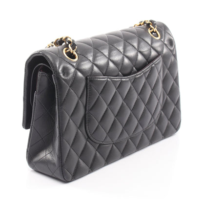 マトラッセ Wフラップ Wチェーンショルダーバッグ ラムスキン ブラック ゴールド金具 シャネル バッグ CHANEL