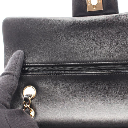 マトラッセ Wフラップ Wチェーンショルダーバッグ ラムスキン ブラック ゴールド金具 シャネル バッグ CHANEL