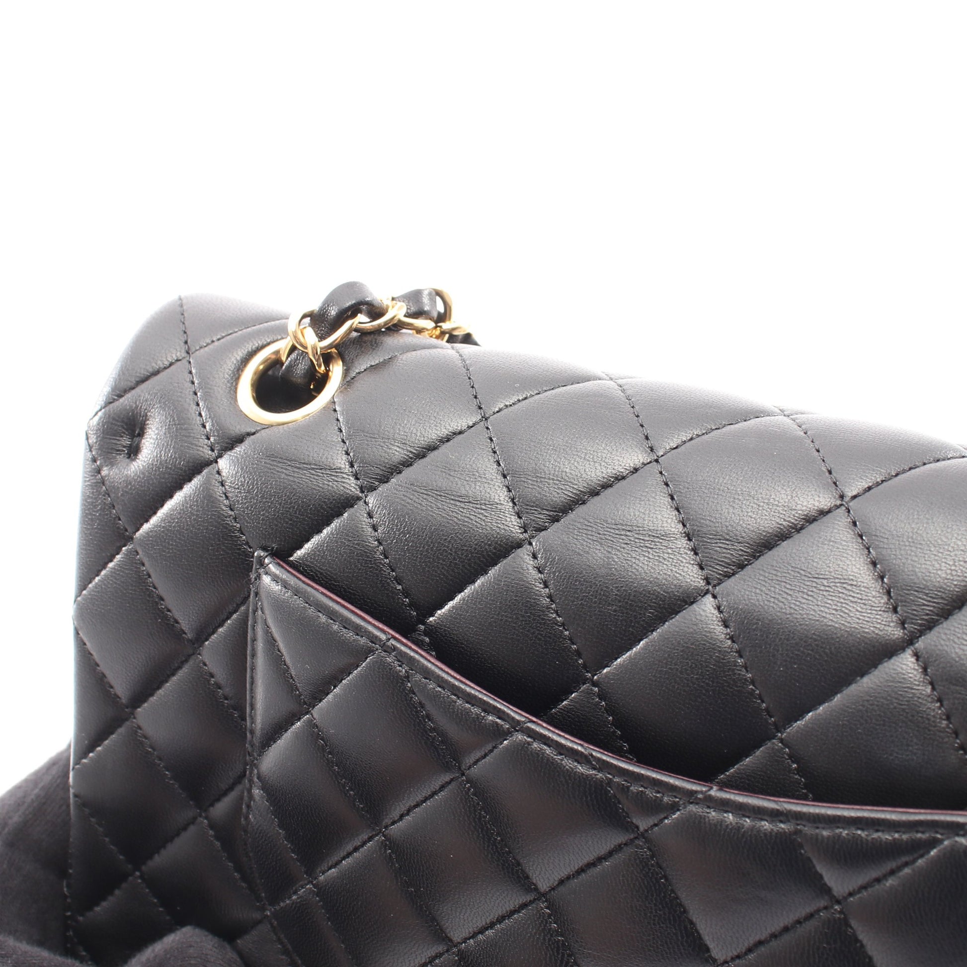 マトラッセ Wフラップ Wチェーンショルダーバッグ ラムスキン ブラック ゴールド金具 シャネル バッグ CHANEL