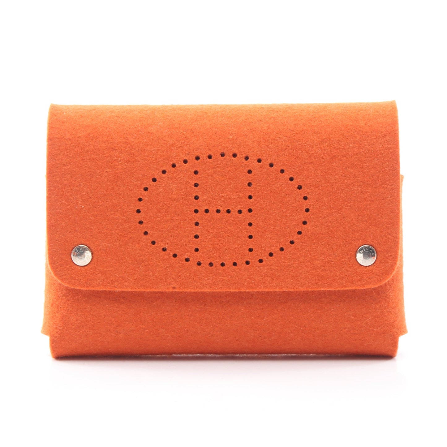 エテュイカルトGM トランプケース ポーチ フエルト オレンジ シルバー金具 エルメス 財布・小物 HERMES