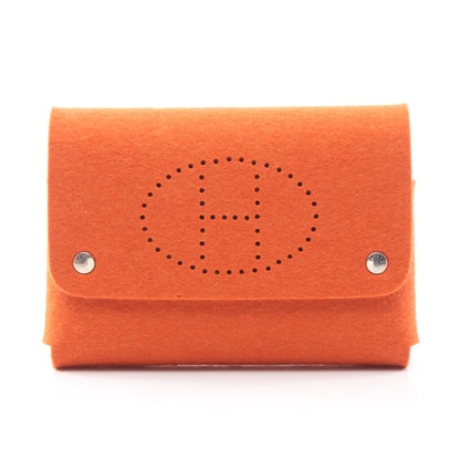 エテュイカルトGM トランプケース ポーチ フエルト オレンジ シルバー金具 エルメス 財布・小物 HERMES