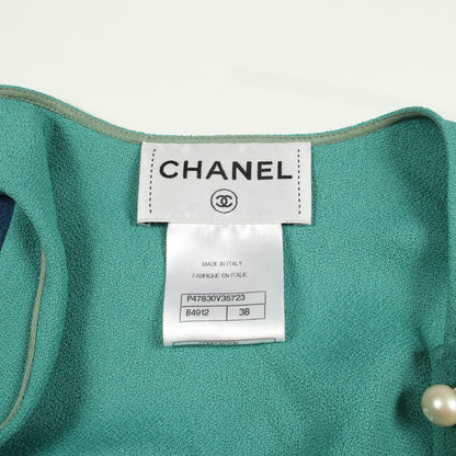 ココマークボタン ノースリーブ チュニック レーヨン ブルー ライトオレンジ グリーン シャネル トップス CHANEL