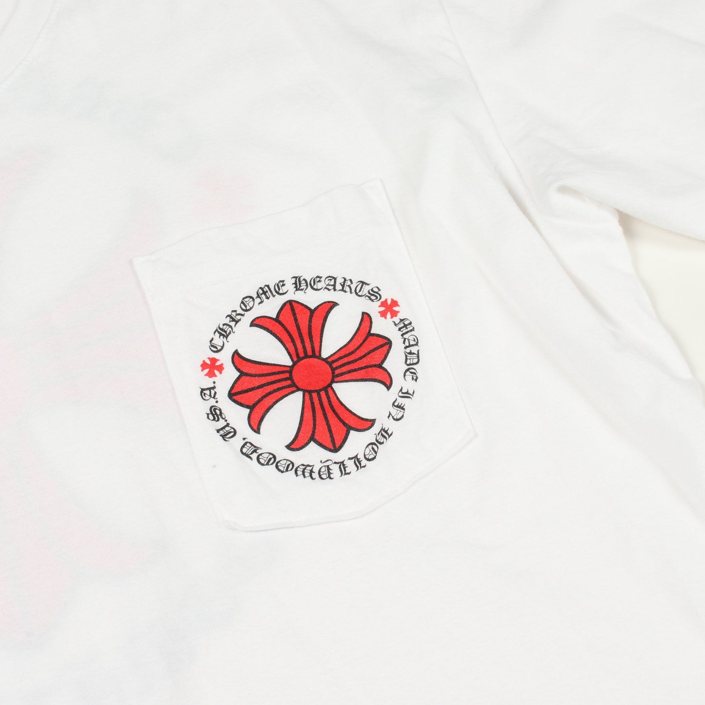 MADE IN HOLLYWOOD PLUS CROSS 長袖Tシャツ コットン ホワイト レッド クロムハーツ