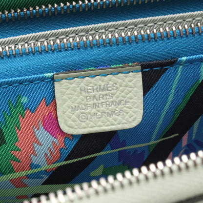 アザップロング シルクイン ヴェールフィズ ラウンドファスナー長財布 ヴォーエプソン ライトグリーン シルバー金具 B刻印 エルメス