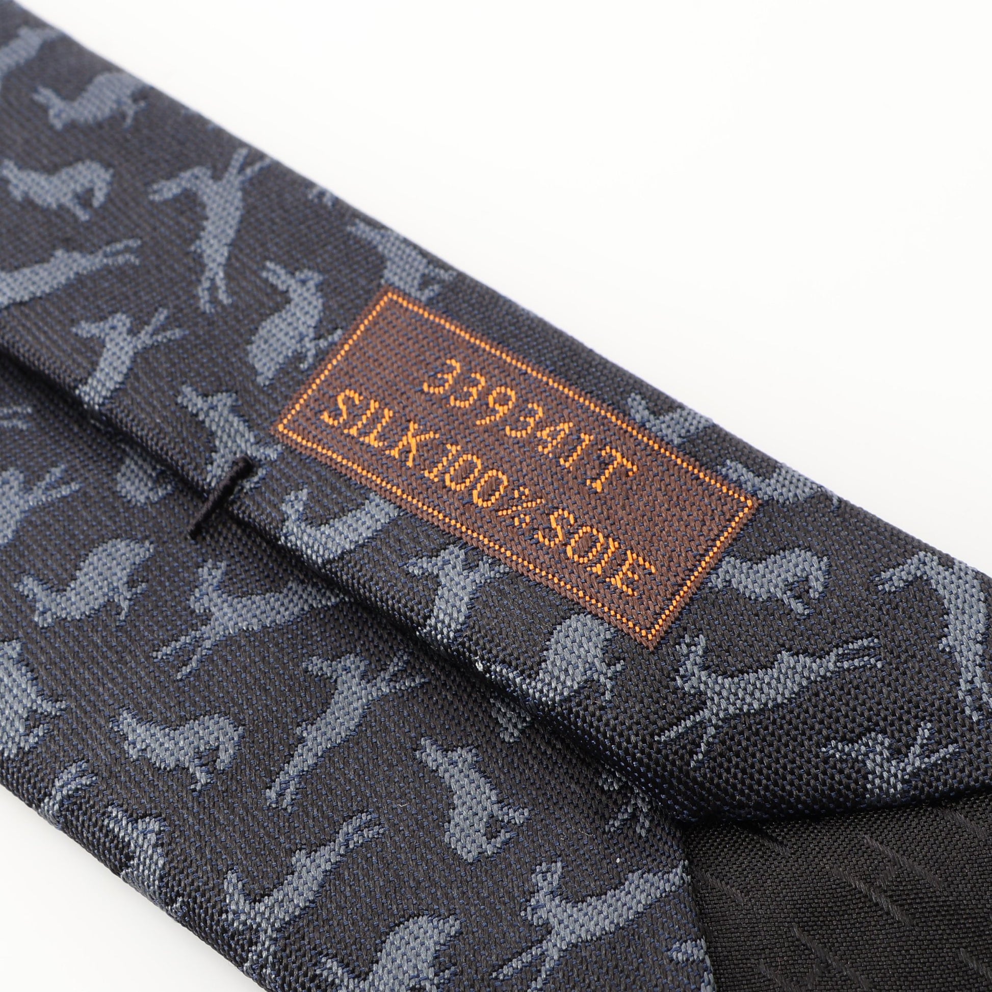 ラビット柄 ネクタイ シルク ダークネイビー エルメス 財布・小物 HERMES