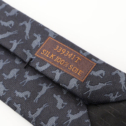 ラビット柄 ネクタイ シルク ダークネイビー エルメス 財布・小物 HERMES