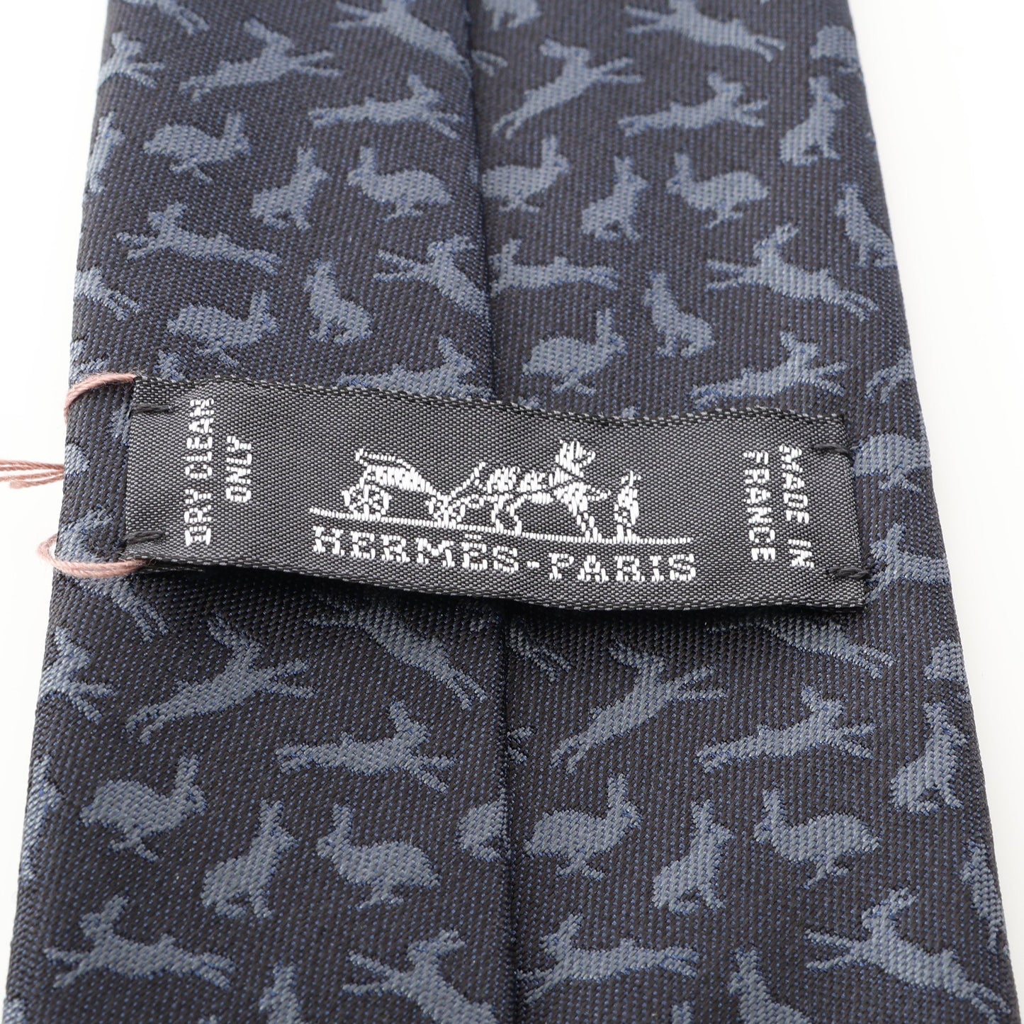 ラビット柄 ネクタイ シルク ダークネイビー エルメス 財布・小物 HERMES