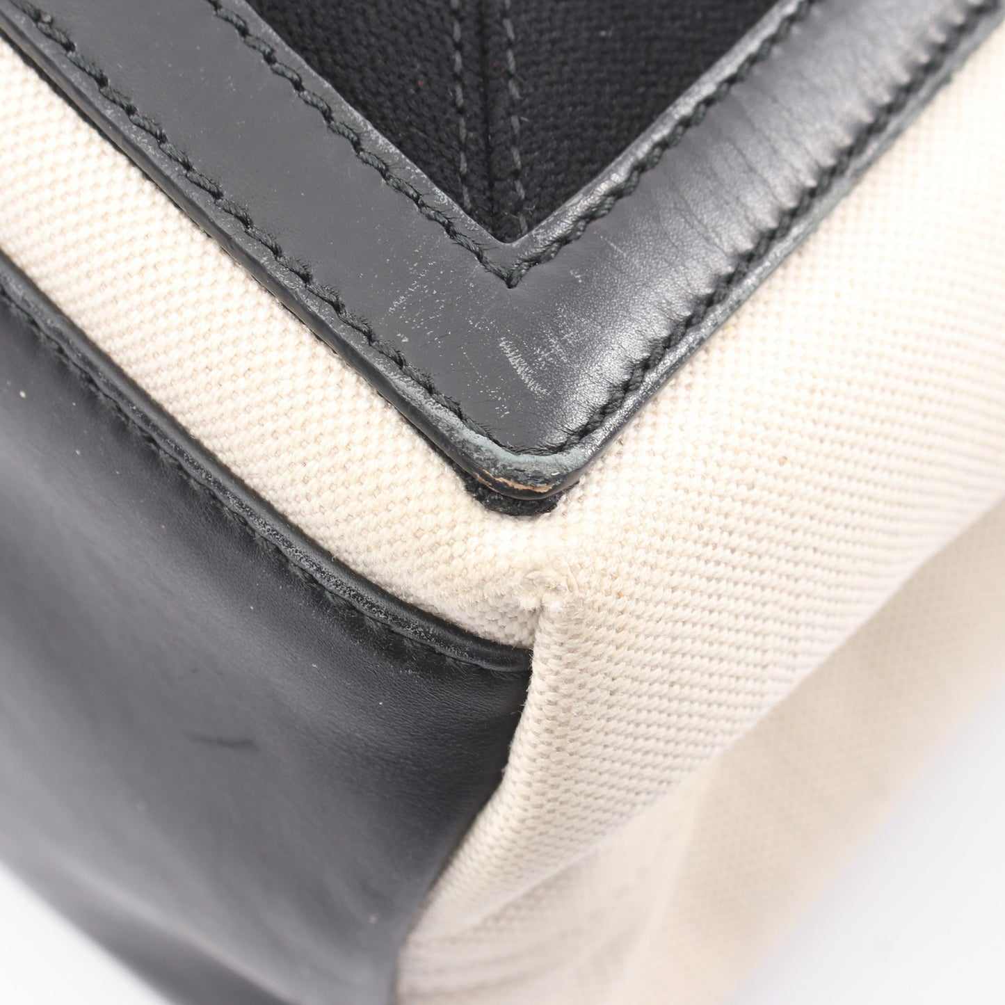NAVY CABAS S ネイビーカバ ハンドバッグ トートバッグ キャンバス レザー アイボリー ブラック バレンシアガ