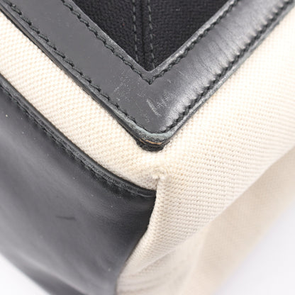 NAVY CABAS S ネイビーカバ ハンドバッグ トートバッグ キャンバス レザー アイボリー ブラック バレンシアガ